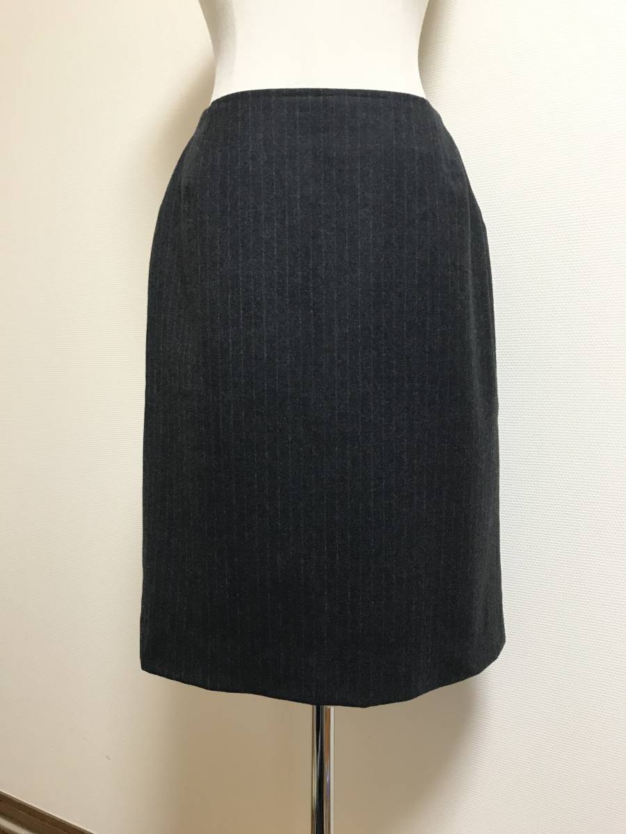  beautiful goods *ICB cashmere go in wool stripe tight skirt * gray *2583
