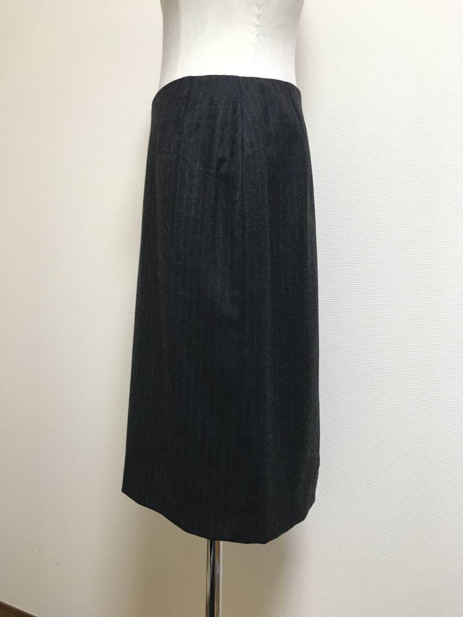  beautiful goods *ICB cashmere go in wool stripe tight skirt * gray *2583