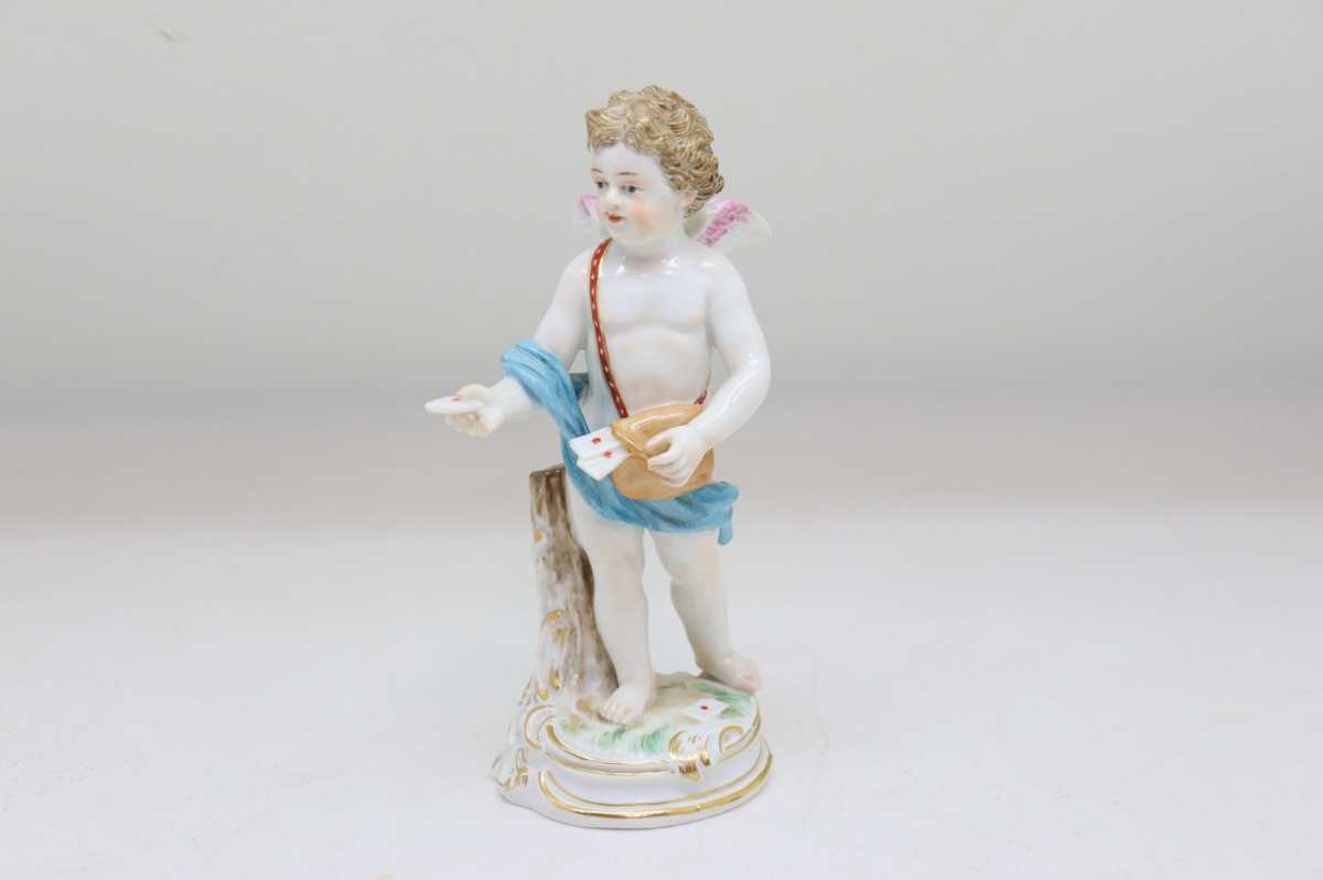 希少　オールドマイセン　Meissen 戯言の天使　郵便配達員　フィギュリン 陶器人形　19世紀後半　アンティーク