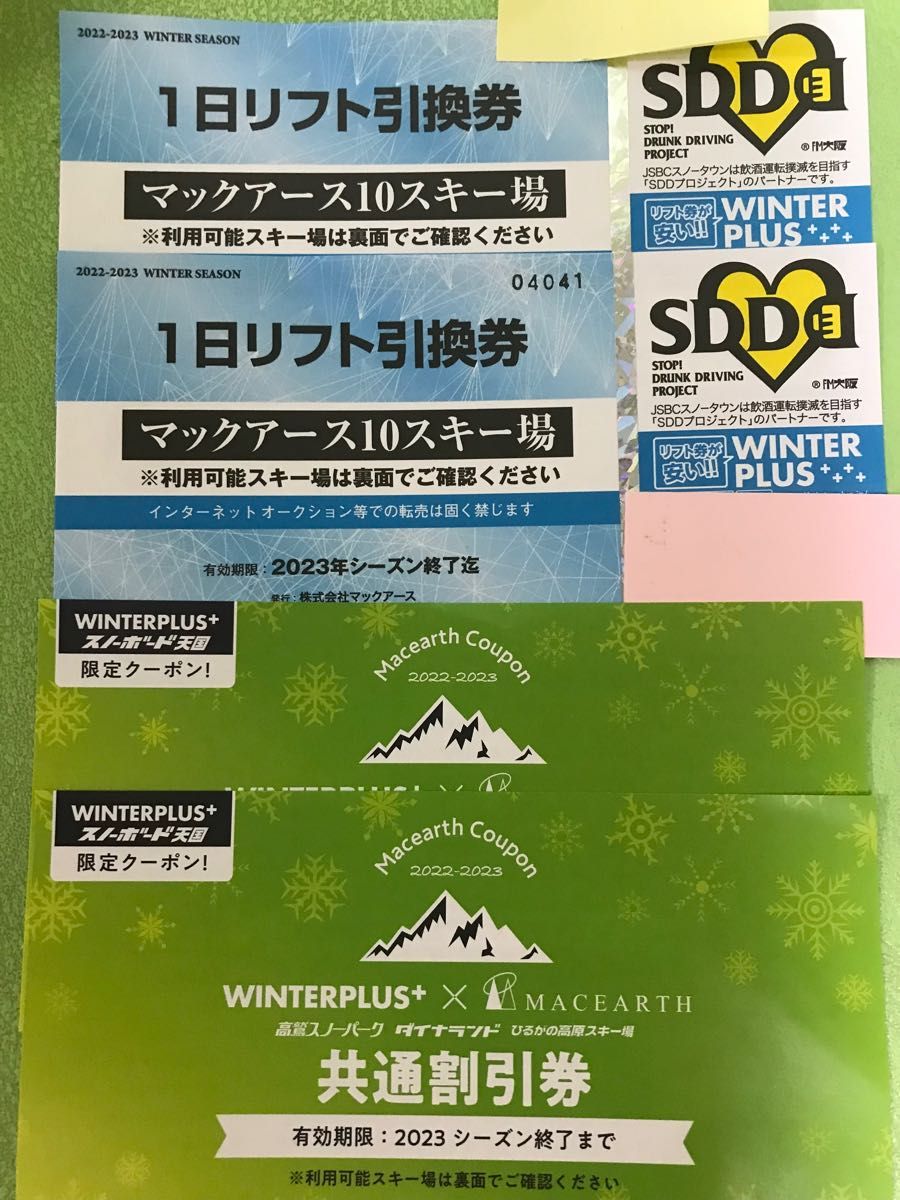 鷲ヶ岳スキー場、ホワイトピアたかす共通1日券 2枚セット＋入浴