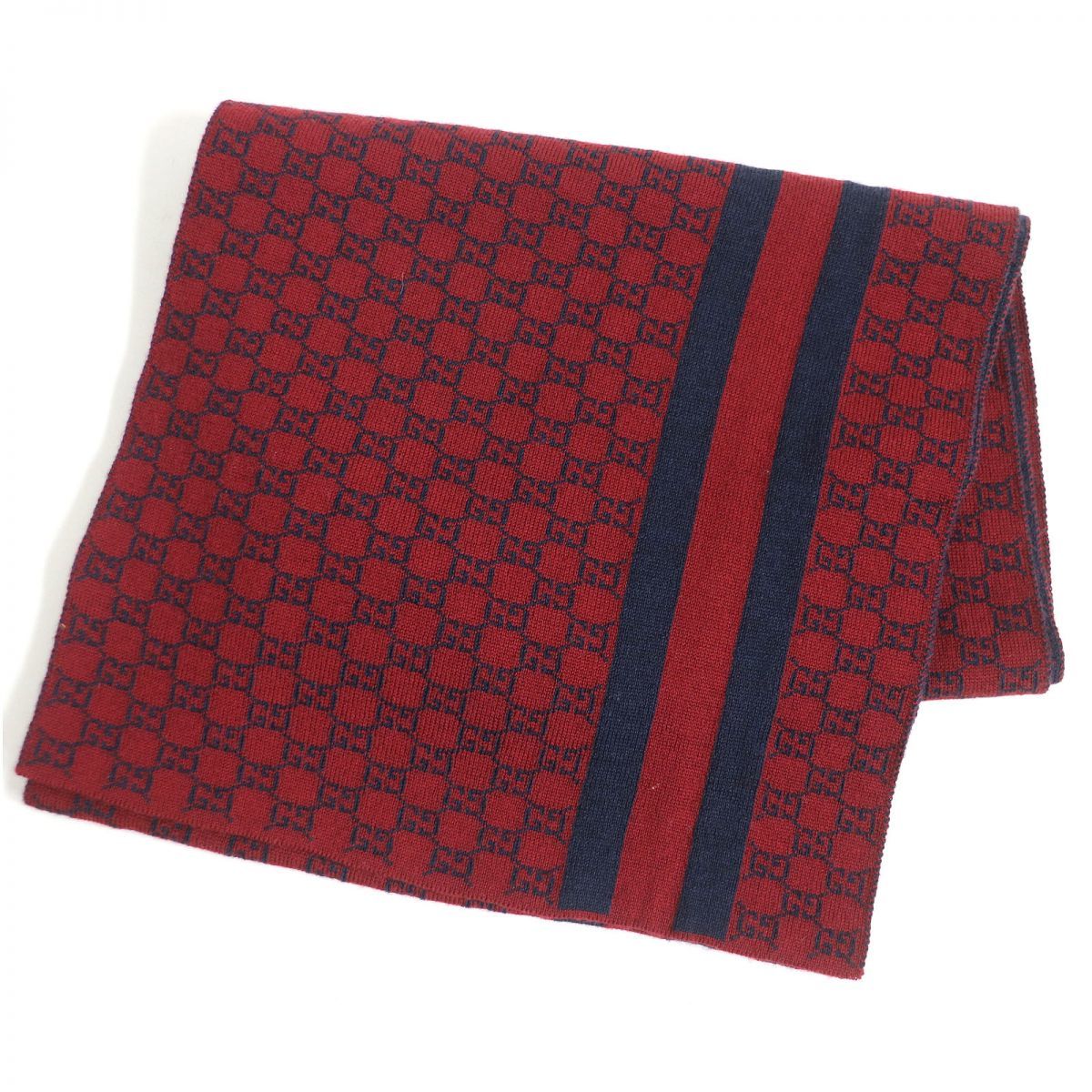 送料無料 美品□GUCCI/グッチ 438253 GG柄/ラインデザイン ウール100