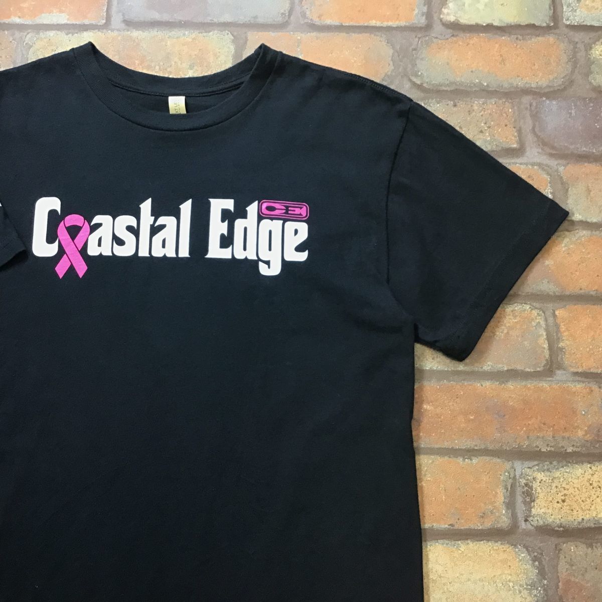 ME2-760◆状態良好◆USA買付!!【Coastal Edge】ロゴプリント クルーネック 半袖 Tシャツ【メンズ M】ブラック サーフ 古着 ピンクリボンの画像8