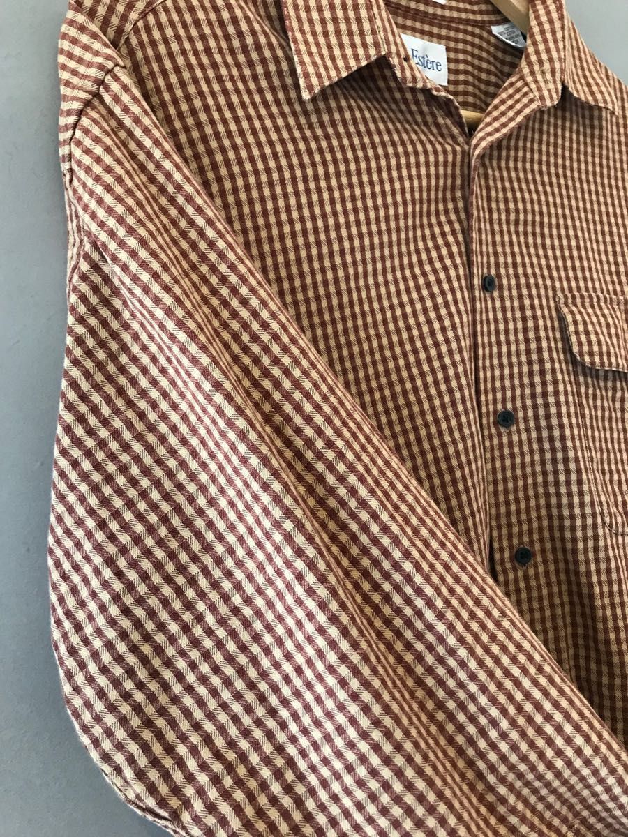 Louis Estere ユーロ古着 ギンガムチェックシャツ 赤茶×ベージュ Louis Estere ユーロ古着 ギンガムチェックシャツ 赤茶×ベージュ