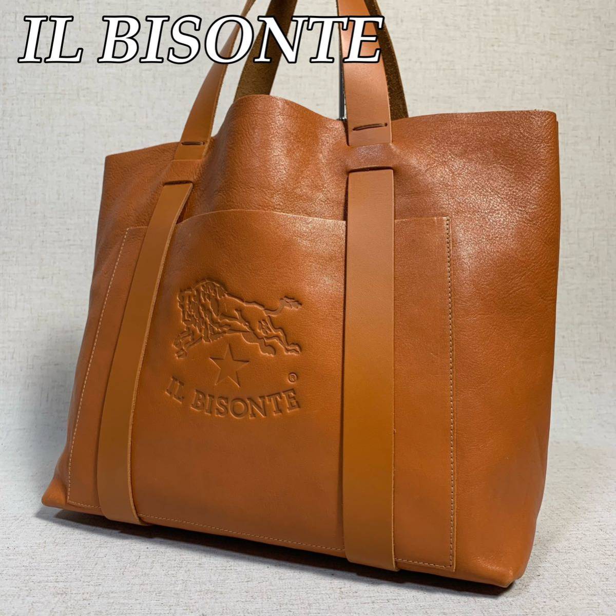 412B56|美品|イルビゾンテ トートバッグ 本革 茶 ビッグロゴ