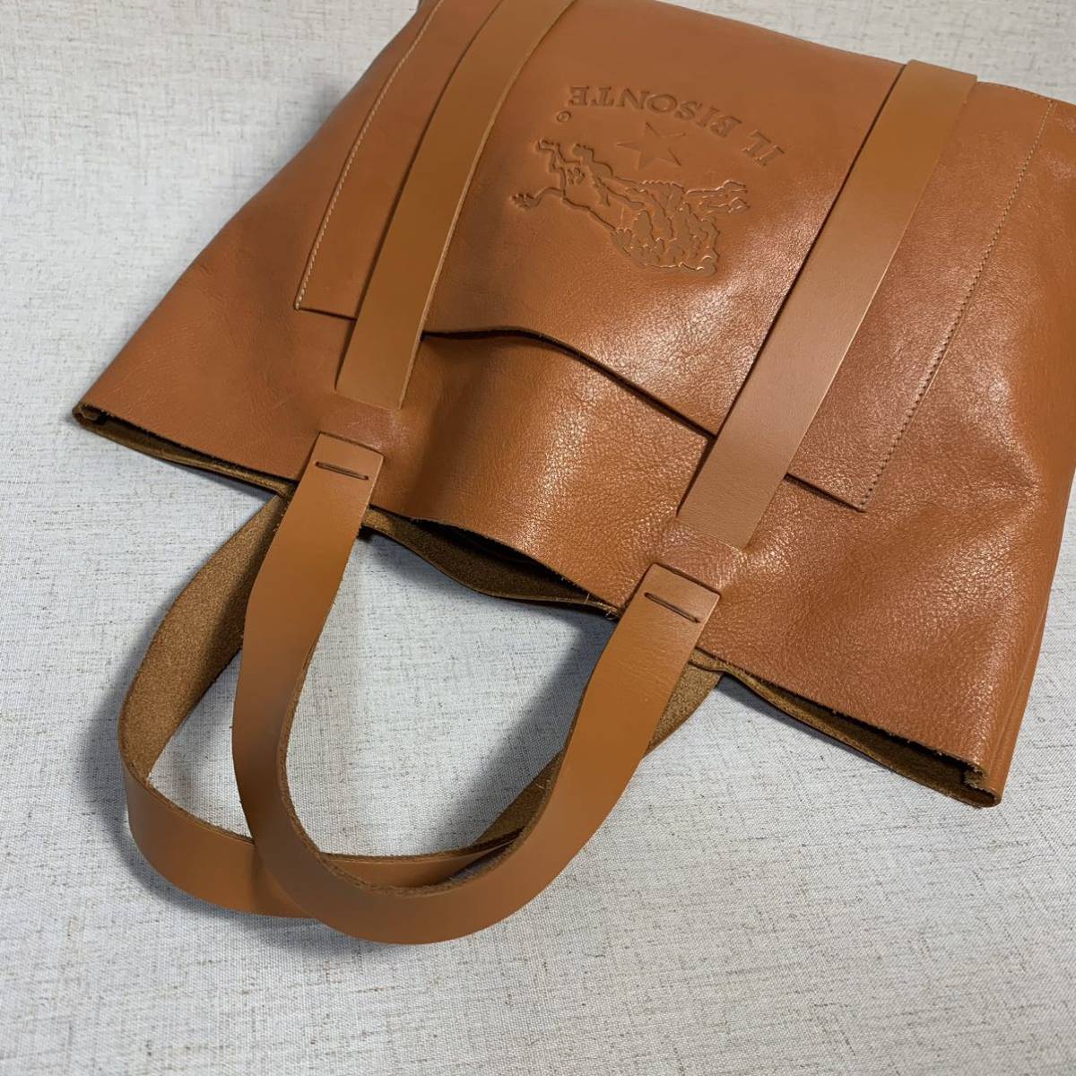 412B56|美品|イルビゾンテ トートバッグ 本革 茶 ビッグロゴ