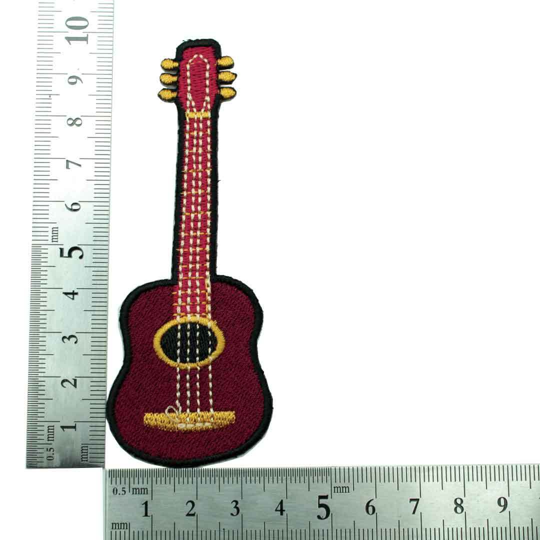 アイロンワッペン ギター Guitar エンジ 音楽 ミュージック 楽器 デザイン 簡単貼り付け アップリケ 刺繍 裁縫_画像2