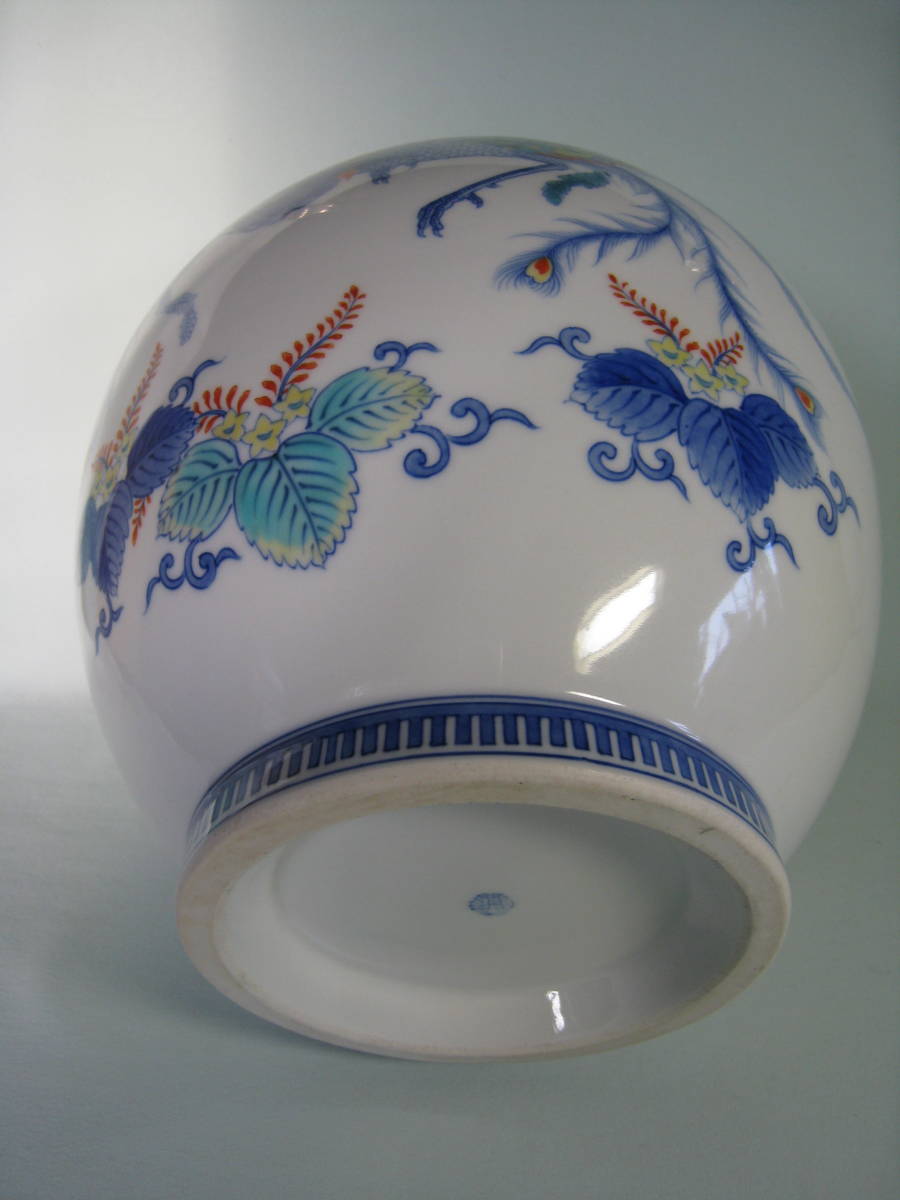 鍋島焼 【色絵鳳凰文花瓶】市川光春 高さ約28㎝ 胴径約 鍋島焼 【色絵鳳凰文花瓶】市川光春 高さ約28㎝ 胴径約