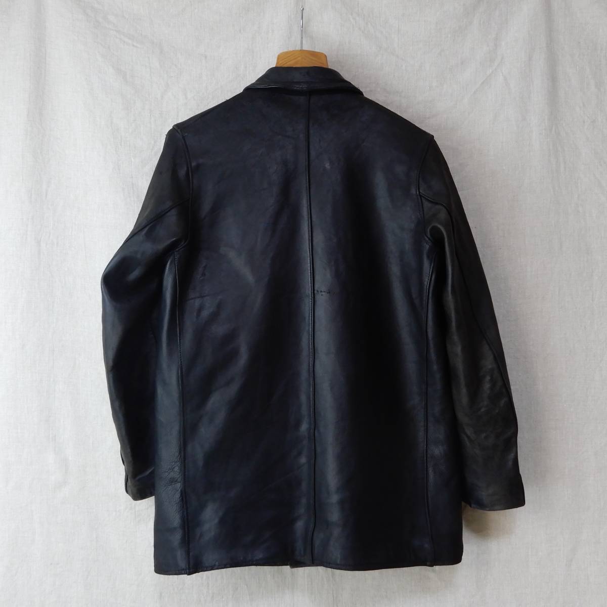 French Work Leather Jacket Black Le Corbusier Jacket Vintage