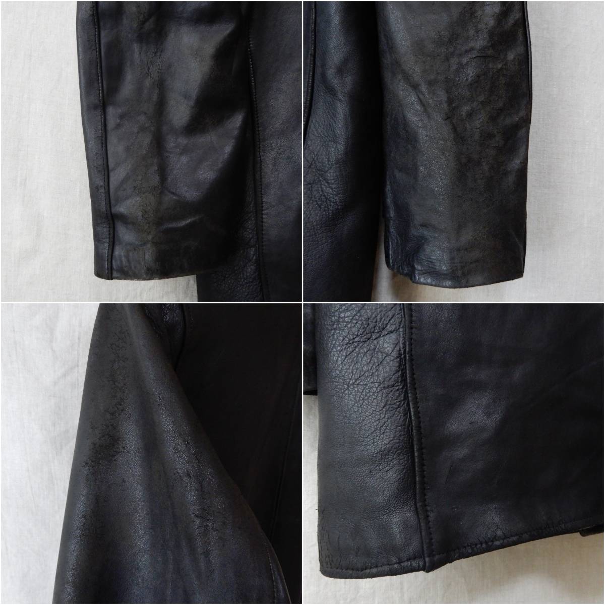 French Work Leather Jacket Black Le Corbusier Jacket Vintage フレンチワーク  レザージャケット ダブルブレスト コルビジェジャケット