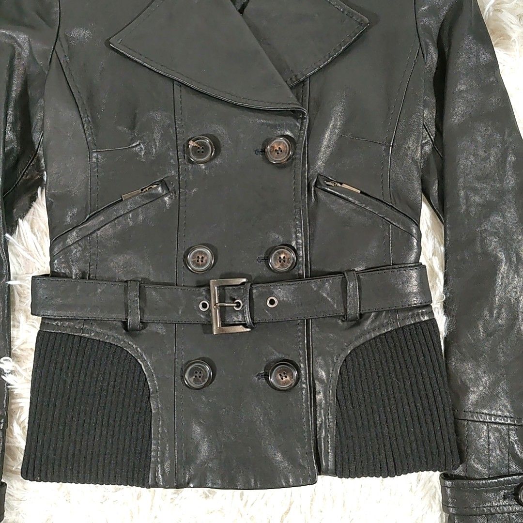ホメオスタイル レザーコート黒（イタリア製）-