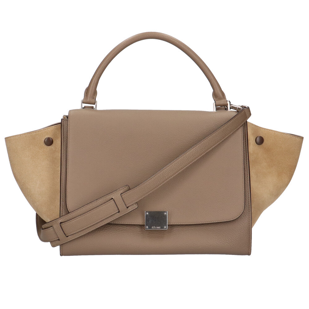 セリーヌ CELINE トラペーズ ショルダーバッグ レザー グレー