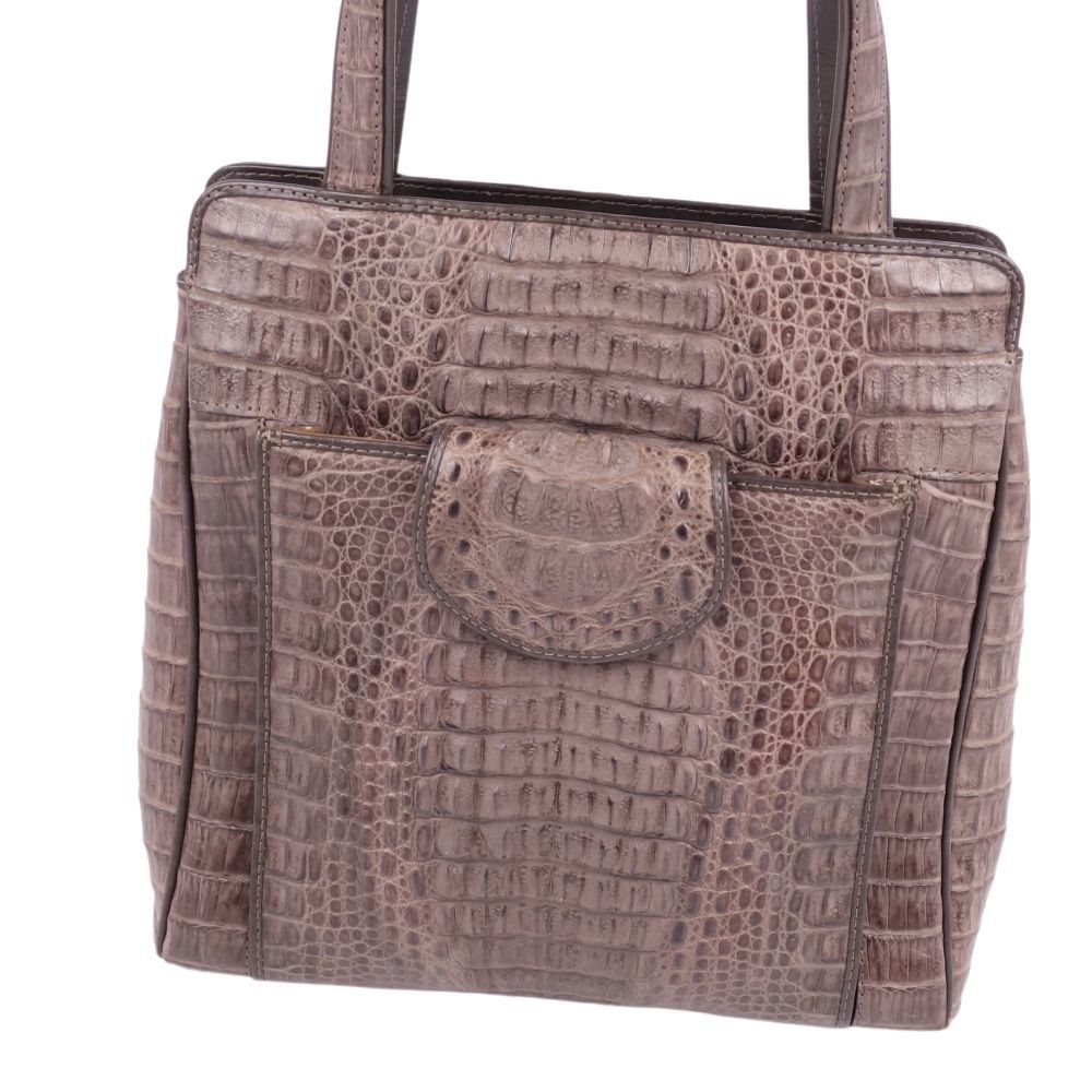 美品 カイマンレザー CAYMAN ブラウン カバン ch12do-rm19e22458 鞄 本