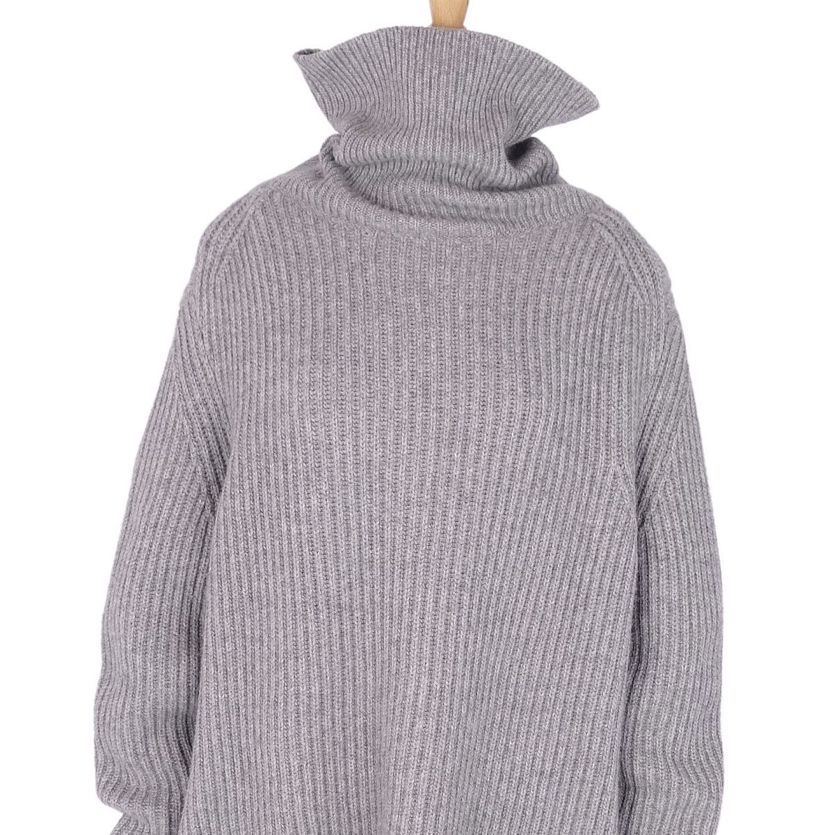 美品 セリーヌ CELINE チャンキーニット フィービー期 セーター ローゲージ タートルネック オーバーサイズ XS グレー cg01ot-rm10c13253