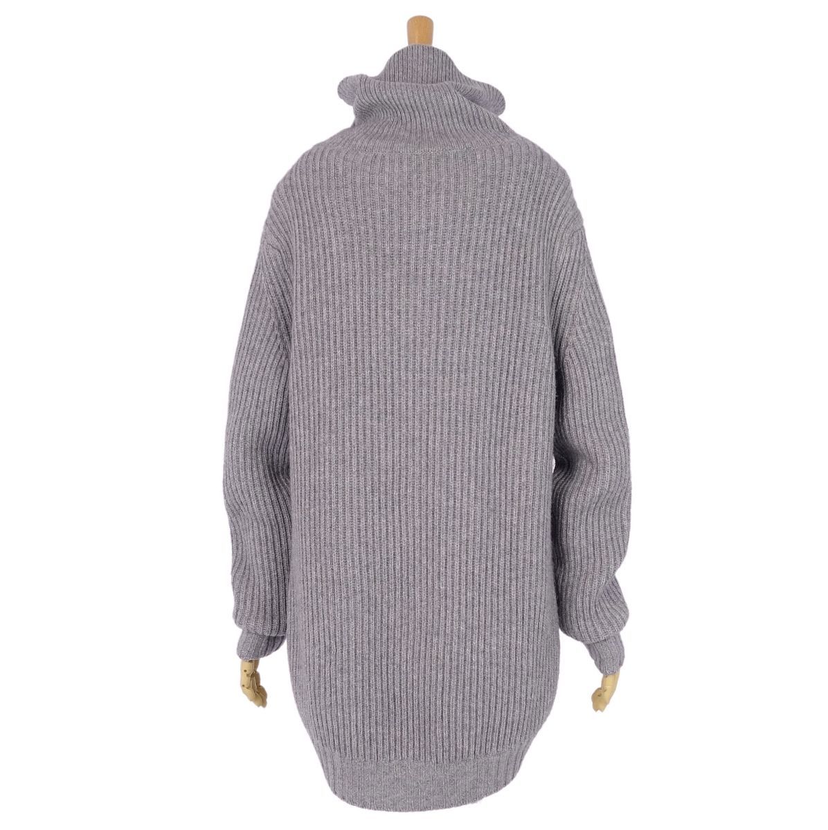 美品 セリーヌ CELINE チャンキーニット フィービー期 セーター ローゲージ タートルネック オーバーサイズ XS グレー cg01ot-rm10c13253