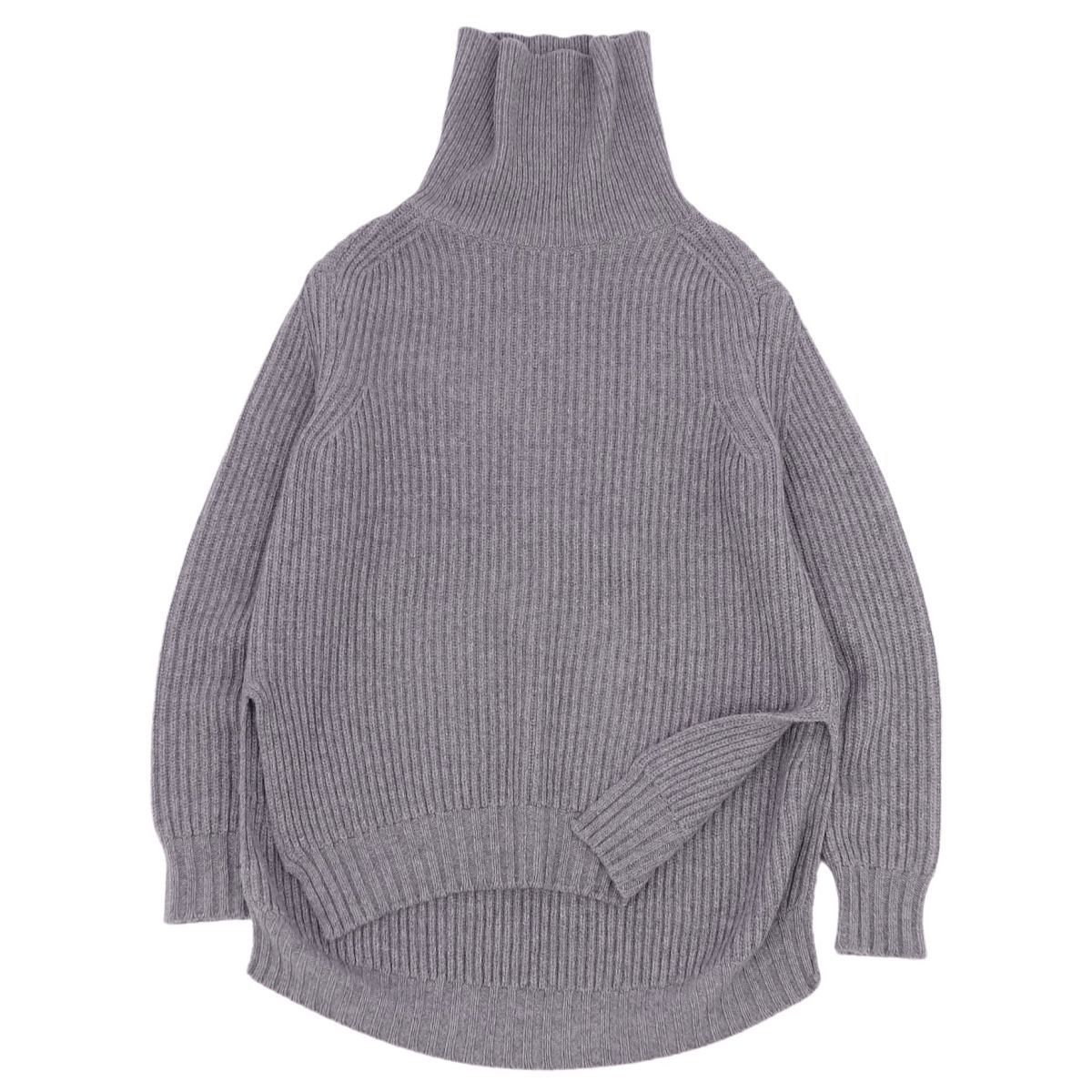 美品 セリーヌ CELINE チャンキーニット フィービー期 セーター ローゲージ タートルネック オーバーサイズ XS グレー cg01ot-rm10c13253