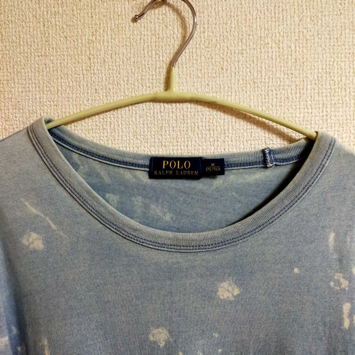 POLO RALPH LAUREN ポロ ラルフローレン ポケットTシャツ 半袖 ポケT インディゴ染め風 タイダイ風 M インディゴブルー系_画像4