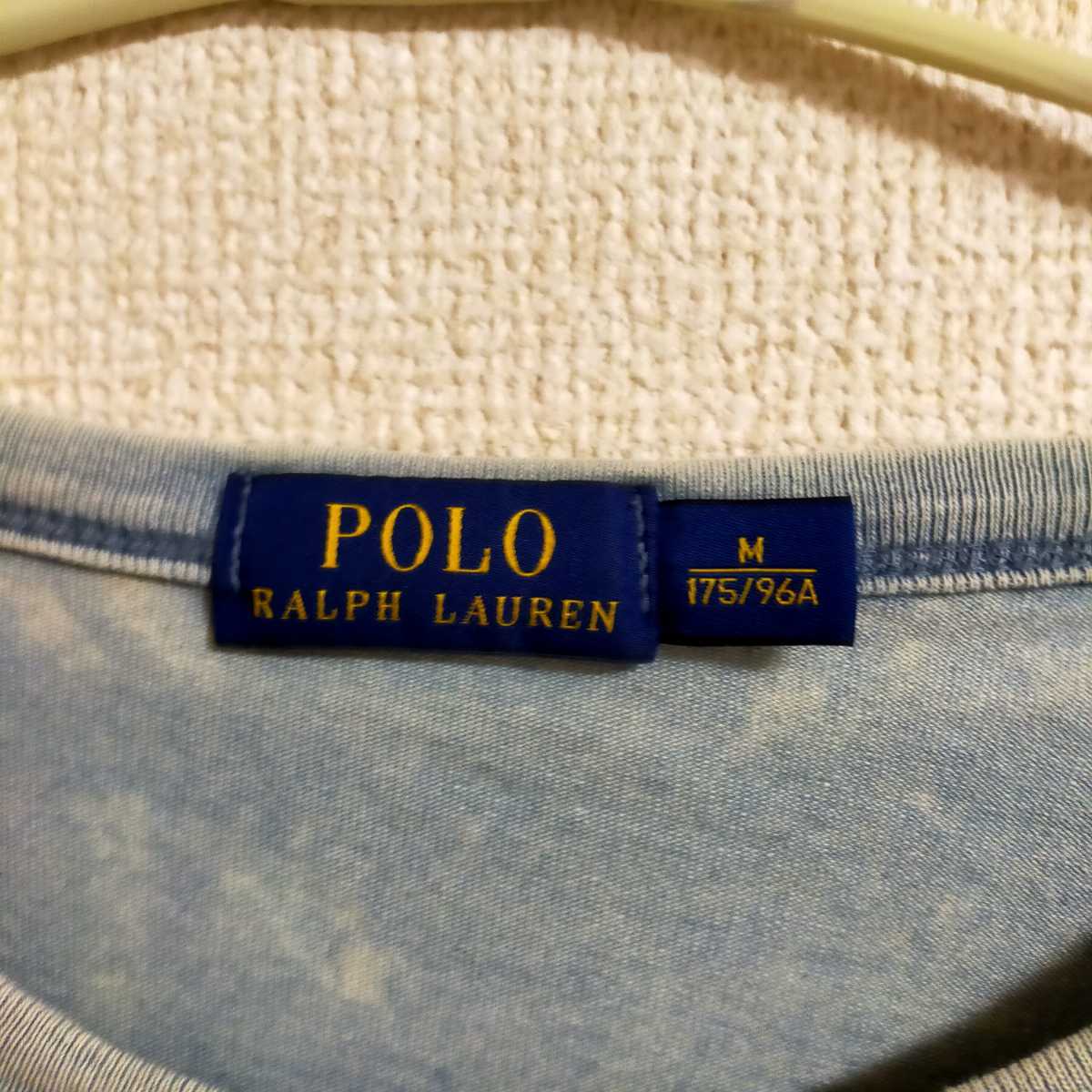 POLO RALPH LAUREN ポロ ラルフローレン ポケットTシャツ 半袖 ポケT インディゴ染め風 タイダイ風 M インディゴブルー系_画像3