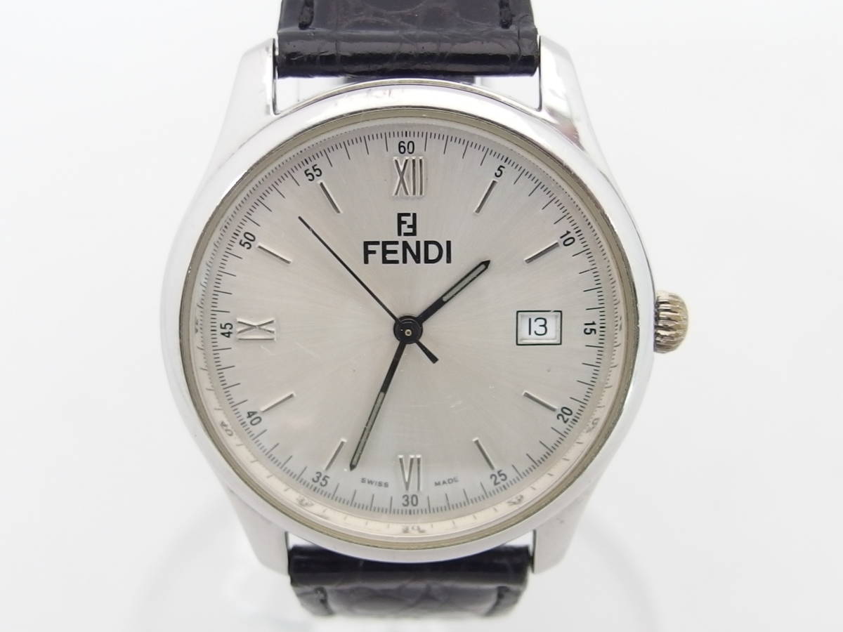 FENDI フェンディ オロロジ 210G シルバー メンズ クォーツ 腕時計 ＊ベルト社外品 /B6136_画像1