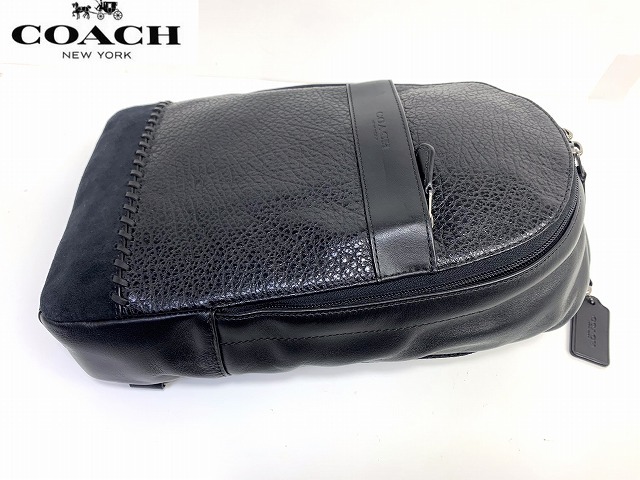 極美品★送料無料★ コーチ メンズ COACH チャールズ ベースボール ステッチ スリングバッグ ボディバッグ ショルダー ★ブラック