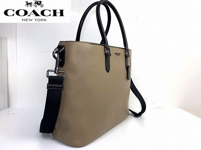 極美品★送料無料★ コーチ メンズ COACH ベケット カラーブロック レザー 2Way ビジネス トート ショルダーバッグ トートバッグ