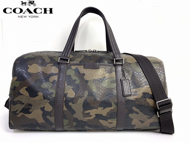 極美品★送料無料★入手困難 コーチ メンズ COACH カモフラ-ジュ レザー 2Way ボストンバッグ ロールダッフル ショルダー 旅行カバン_画像1