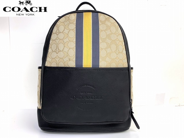 極美品 送料無料 コーチ メンズ COACH シグネチャー ジャガード レザー