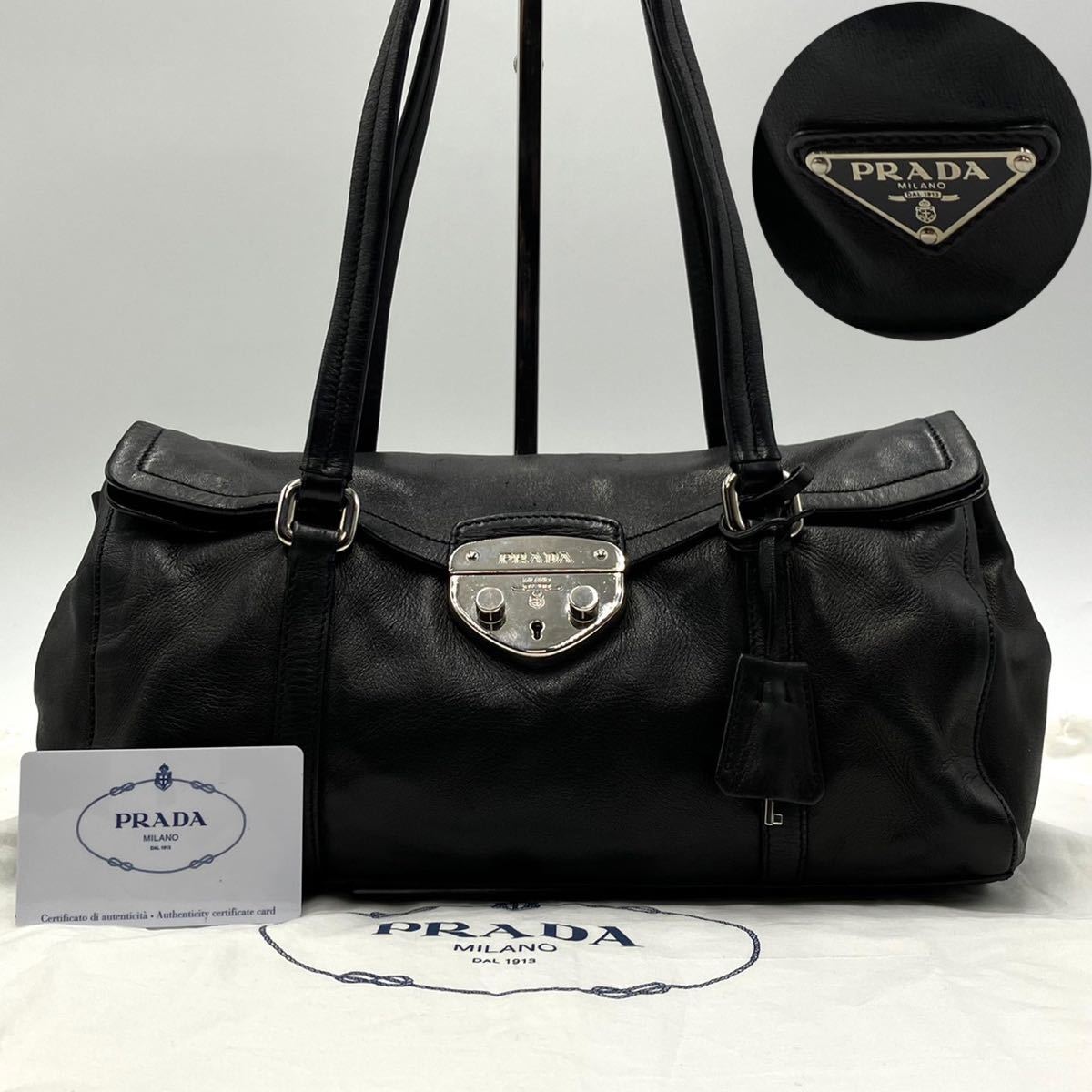 1円 PRADA プラダ ショルダーバッグ ミニボストン ハンド 三角ロゴ