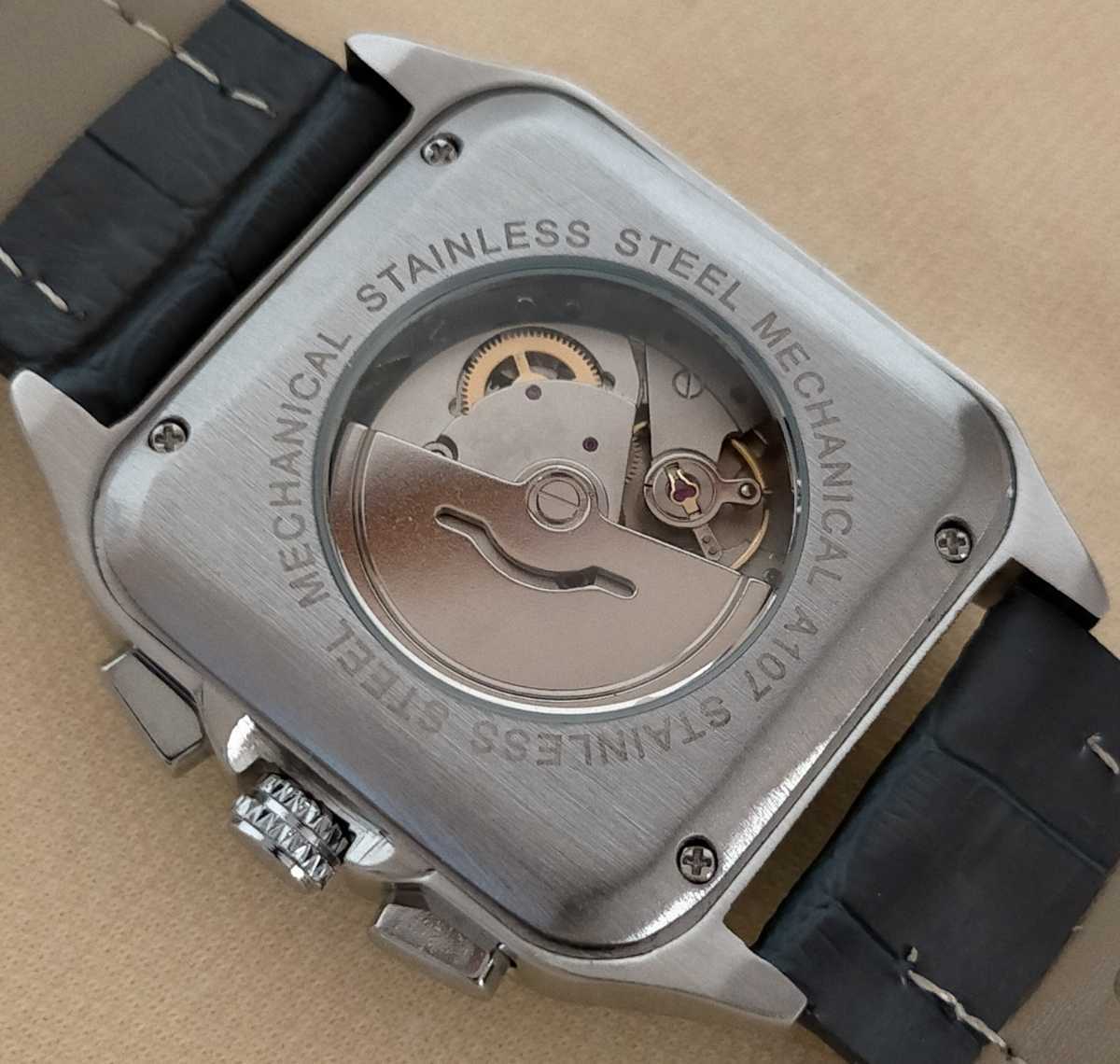 機械式多機能 新品】スクエア'トスサン'タイプ バックスケルトン 24