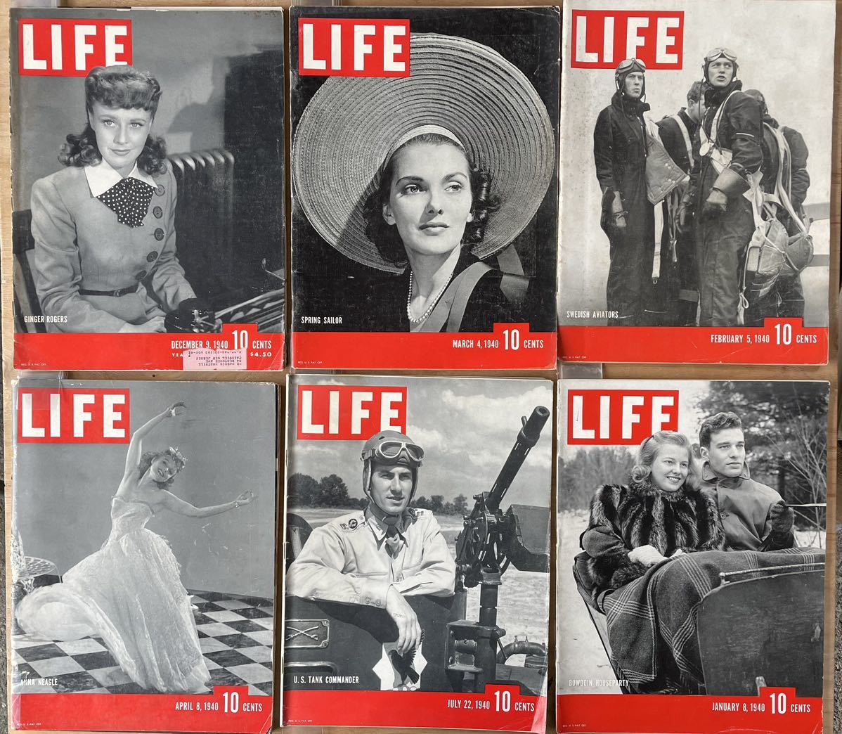 ◆まとめて6冊セット（1940年発行）GINER ROGERS（ハリウッド女優）ほか・ビンテージ雑誌広告＜LIFE・ライフ誌＞■広告/ポスターの画像1