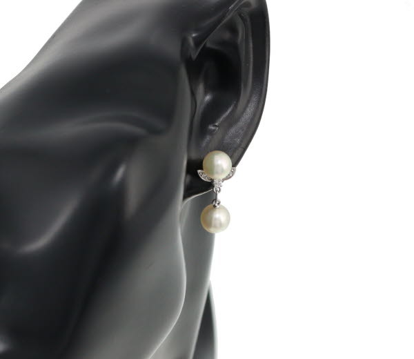 ミキモト ピアス アコヤ真珠 パール 7.2-7.7mm ダイヤ ダイヤモンド