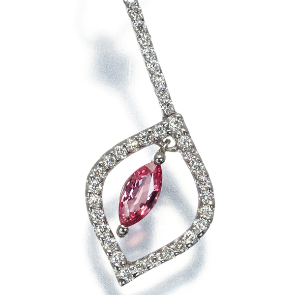 パパラチアサファイア 0.292ct ダイヤ ダイヤモンド 0.25ct ネックレス