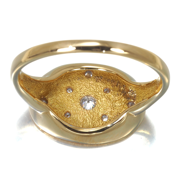 ダイヤ リング ダイヤモンド 0.11ct コンビカラー 艶消し K18YG/WG