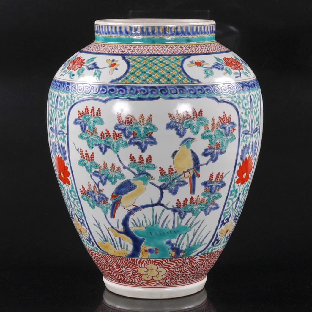 色絵 柿右衛門様式 花鳥図 大壺 箱付き 高さ約37cm | www