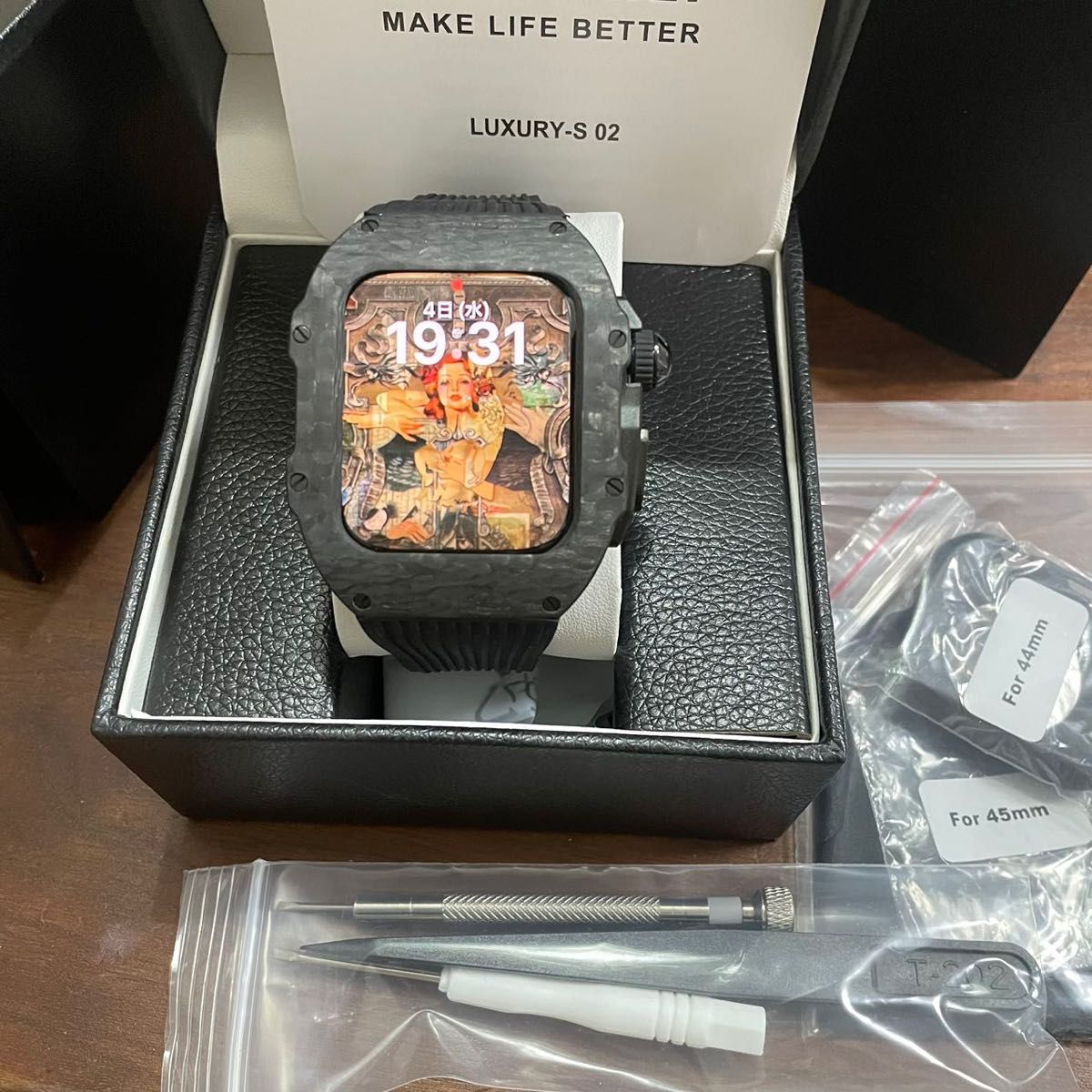 Apple Watch Series 8 7 6 5 4 SE （44mm 45mm）用バンド カーボンファイバー 