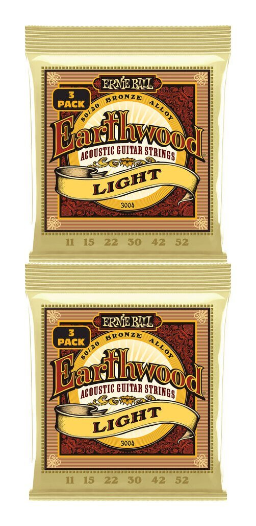 即決◆新品◆送料無料ERNIE BALL 3004 ×2 [11-52] Earthwood Light 80/20 Bronze 3セットパック アコースティックギター弦_画像1