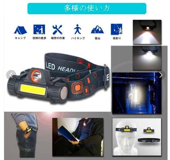 ヘッドライト LEDヘッドライト ヘッドランプ USB充電式 防水機能付きの画像7