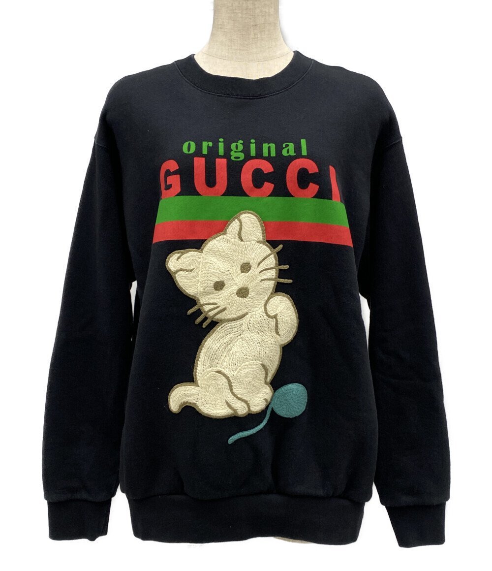 グッチ スウェット 長袖トレーナー ネコ刺繍 レディース S S GUCCI