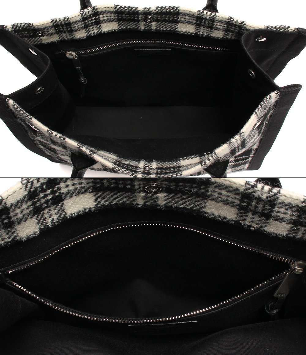 美品 サンローランパリ トートバッグ 631682 S チェック柄 ホワイト