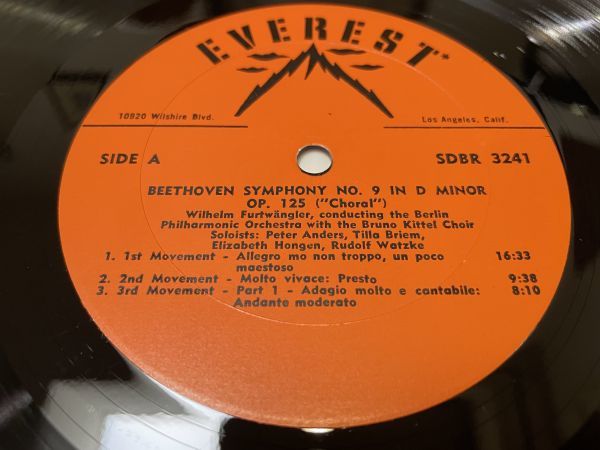 クラシックLP　米EVEREST　3241　擬似ステレオ　フルトヴェングラー、ベルリンフィル　ベートーヴェン／交響曲第９番「合唱」_画像5