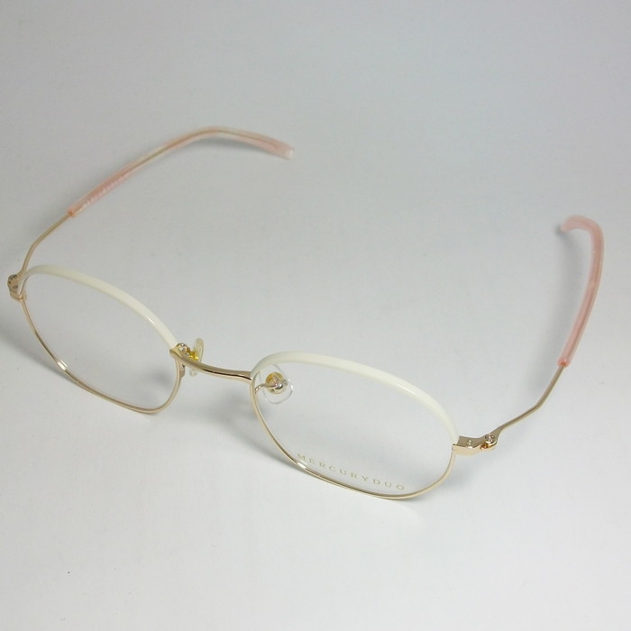 MERCURYDUO マーキュリーデュオ　レディース ラウンド クラシック 眼鏡 メガネ フレーム MDF6040-4 サイズ49 度付可 ホワイト　ゴールド_画像3