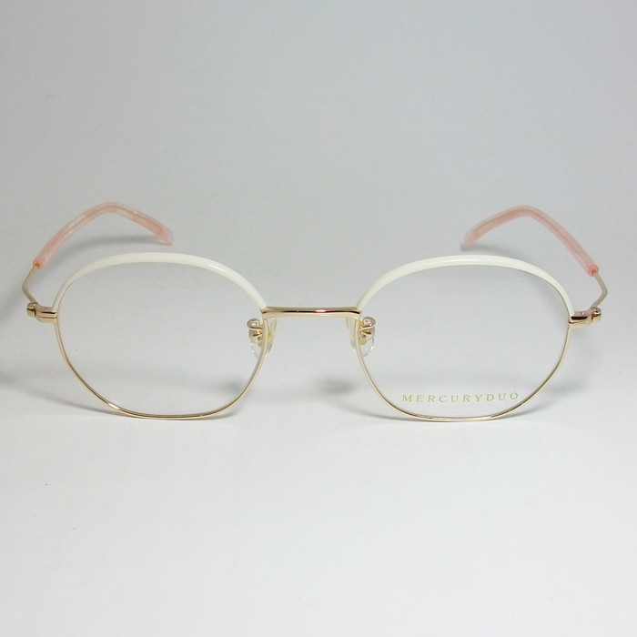 MERCURYDUO マーキュリーデュオ　レディース ラウンド クラシック 眼鏡 メガネ フレーム MDF6040-4 サイズ49 度付可 ホワイト　ゴールド_画像2