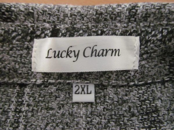 (51266)Lucky Charm　メンズ　チェック　シャツ　グレー系　2XL　USED_特に目立った汚れはありません。