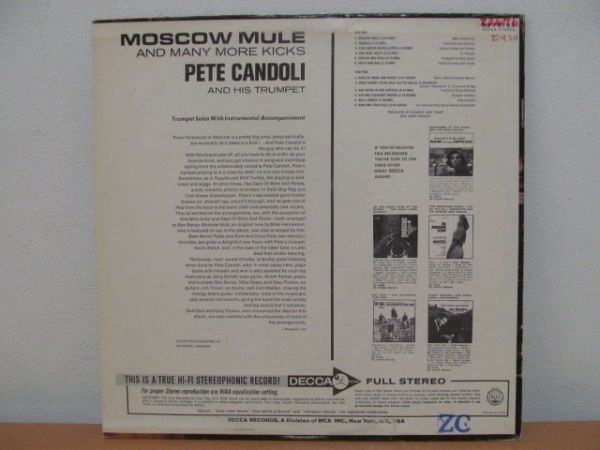 (51198)LP Pete Candoli / Moscow Mule And Many More Kicks USED 保管品の画像2