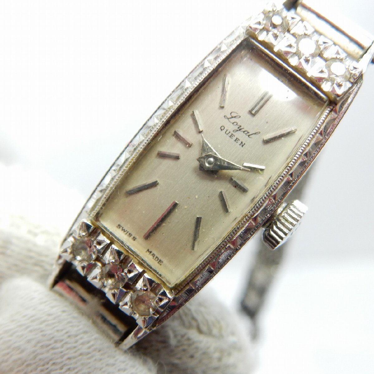 41 1円~ロイヤルクイーン LOYAL QUEEN K14WG 裏蓋刻印 手巻き