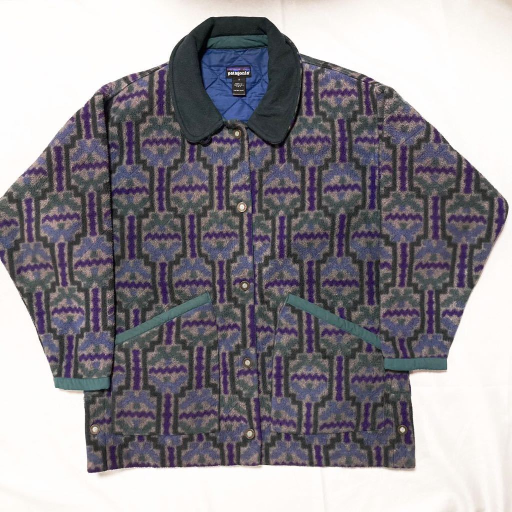 90s usa製 Patagonia 雪なしタグ 総柄 アメリカ製 パタゴニア フリース