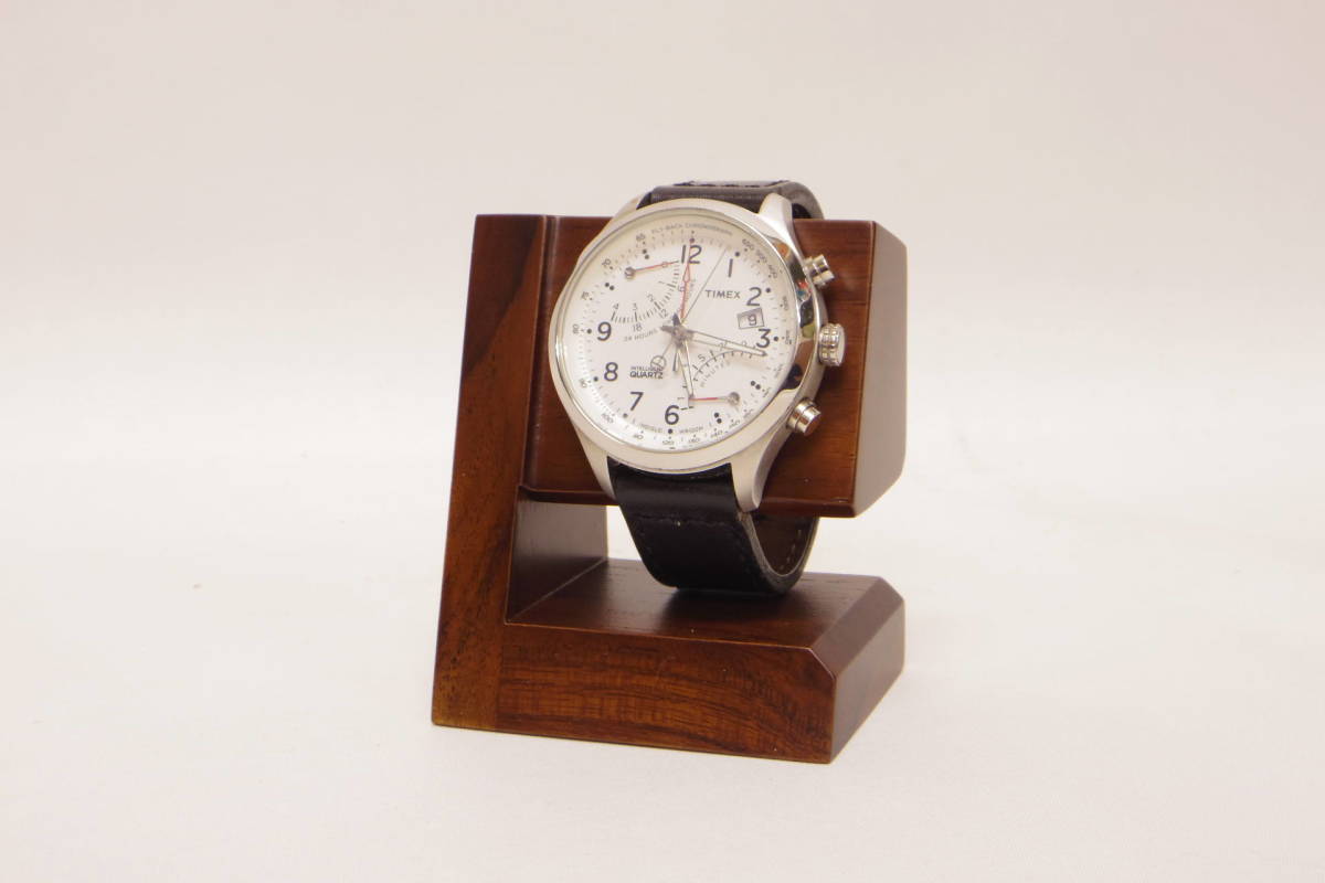 定形外郵便発送、木製腕時計スタンド モデル4　”レスト＆ディスプレイ”　チークウッド　ナチュラル仕上げ　
