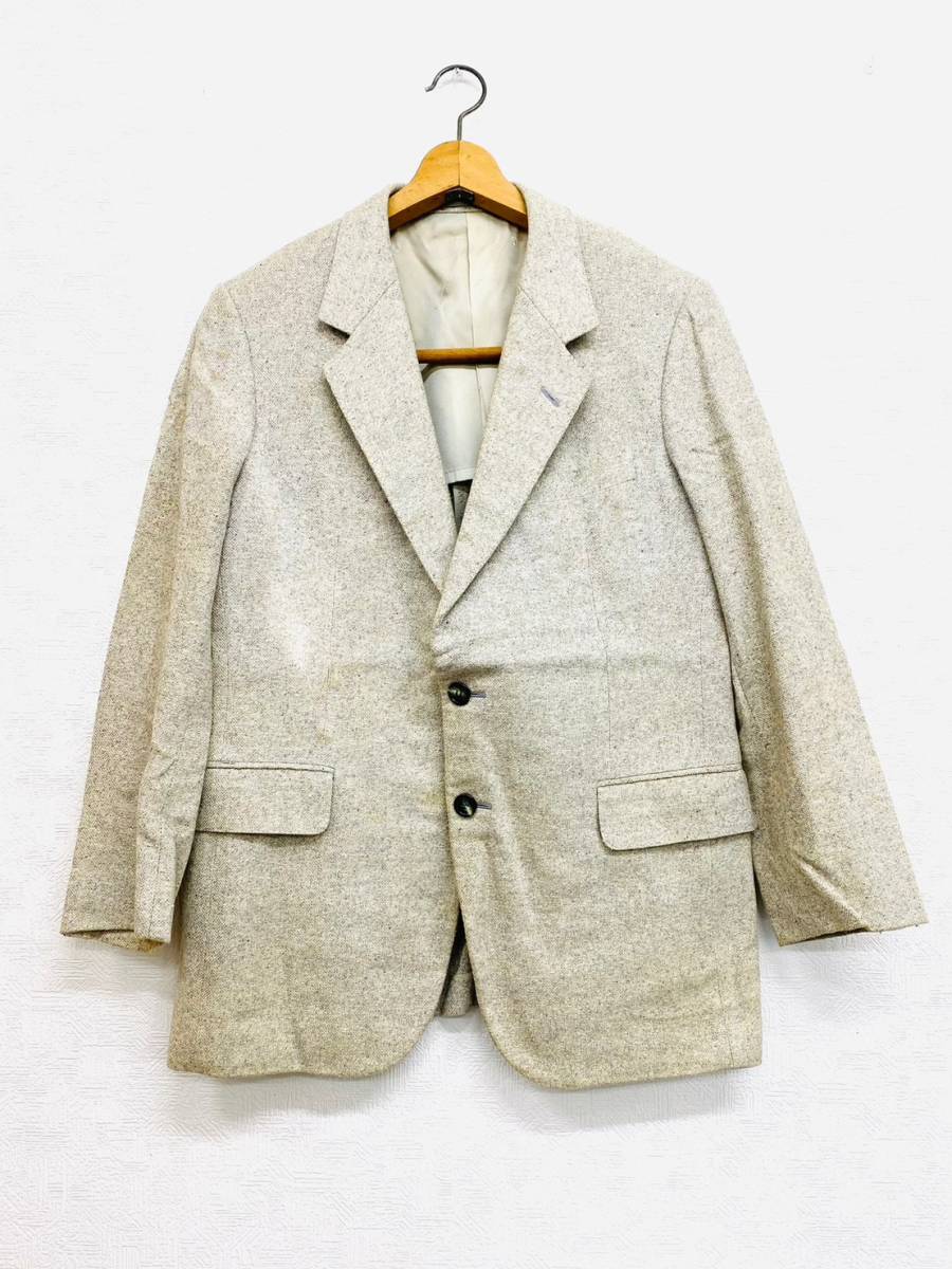 S4502②*1　Aquascutum　アクアスキュータム　170-96-86　96AB5　オートミール　ネップ　シングル　2つボタン　ジャケット_画像1