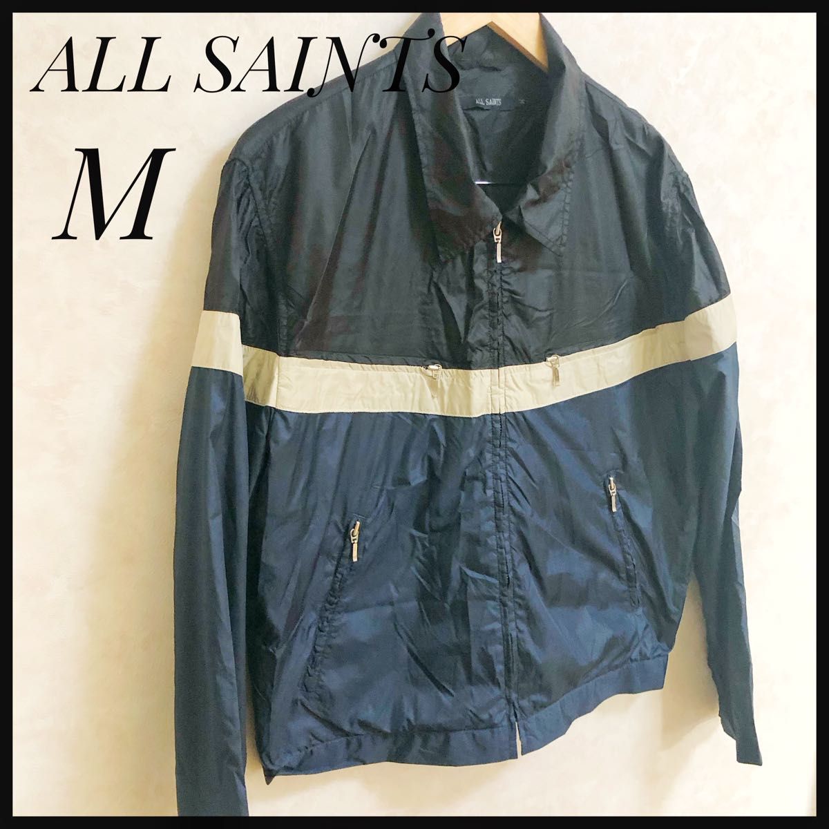 美品！ALL SAINTS オールセインツ　ウインドブレーカー　ナイロンジャケット　M コンパクト　ツーリング　登山