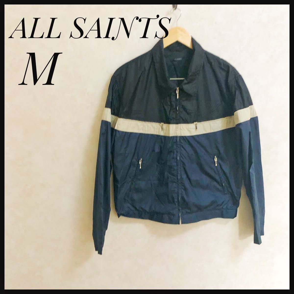 美品！ALL SAINTS オールセインツ　ウインドブレーカー　ナイロンジャケット　M コンパクト　ツーリング　登山