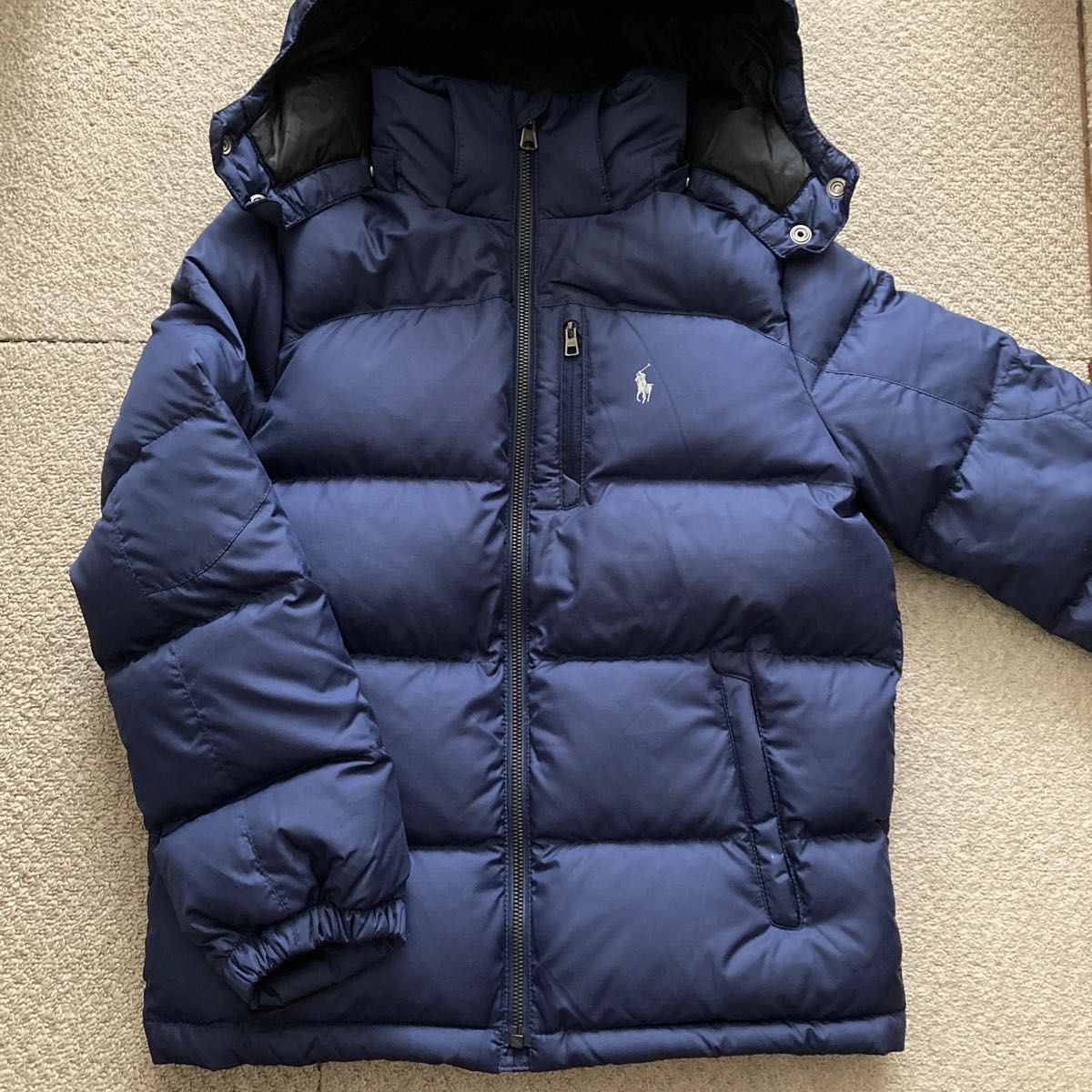 美品　ポロラルフローレン　POLO RALPH LAUREN ダウン　ジャケット M（10-12）150 フード着脱可　紺